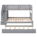 Twin over Twin Full Bunk Bed with Twin Size Trundle gray-solid wood