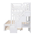 Twin over Twin Full Bunk Bed with Twin Size Trundle white-solid wood