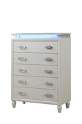 Perla 5 Drawer Led Chest Made with Wood in Milky