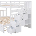 Twin over Twin Full Bunk Bed with Twin Size Trundle white-solid wood