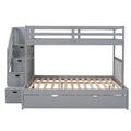 Twin over Twin Full Bunk Bed with Twin Size Trundle gray-solid wood