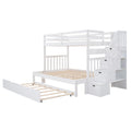 Twin over Twin Full Bunk Bed with Twin Size Trundle white-solid wood