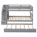 Twin over Twin Full Bunk Bed with Twin Size Trundle gray-solid wood