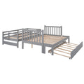 Twin over Twin Full Bunk Bed with Twin Size Trundle gray-solid wood