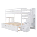 Twin over Twin Full Bunk Bed with Twin Size Trundle white-solid wood