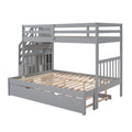 Twin over Twin Full Bunk Bed with Twin Size Trundle gray-solid wood