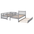 Twin over Twin Full Bunk Bed with Twin Size Trundle gray-solid wood