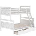 Twin over Full Bunk Bed with Ladder, Two Storage box spring not required-white-bedroom-bunk-pine