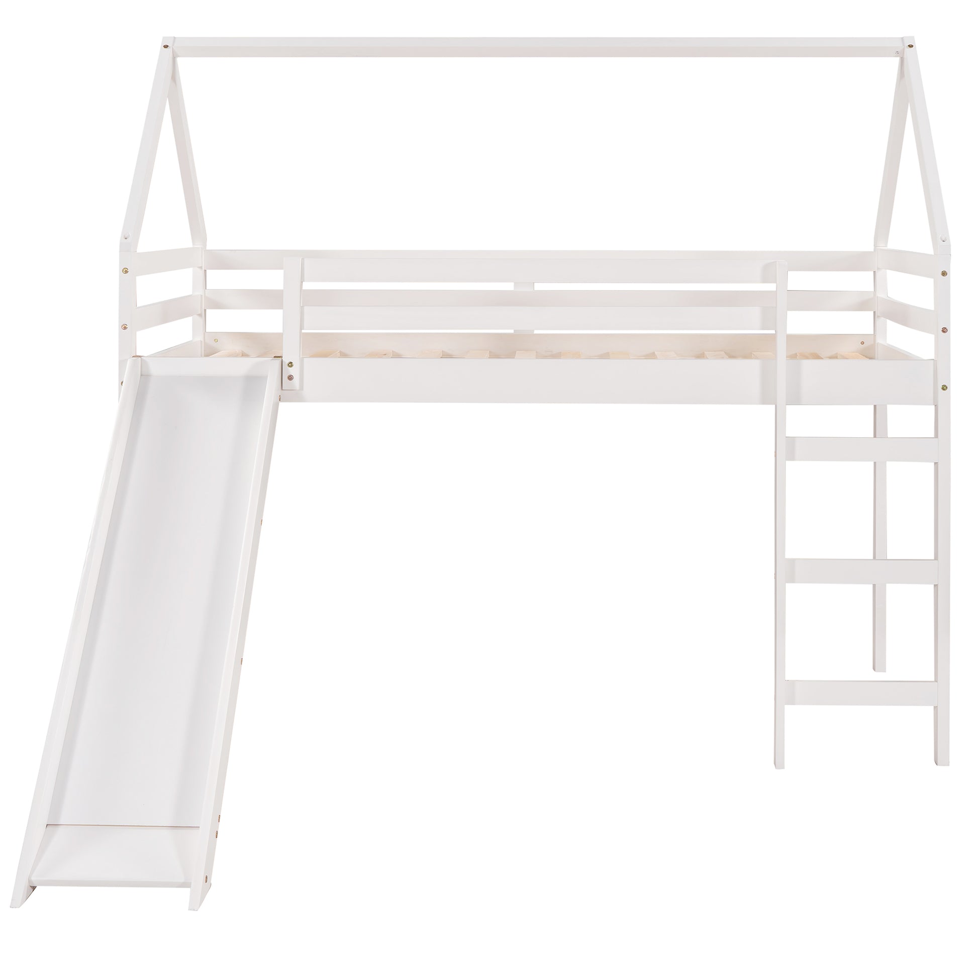 Twin Size Loft Bed With Slide, House Bed With -