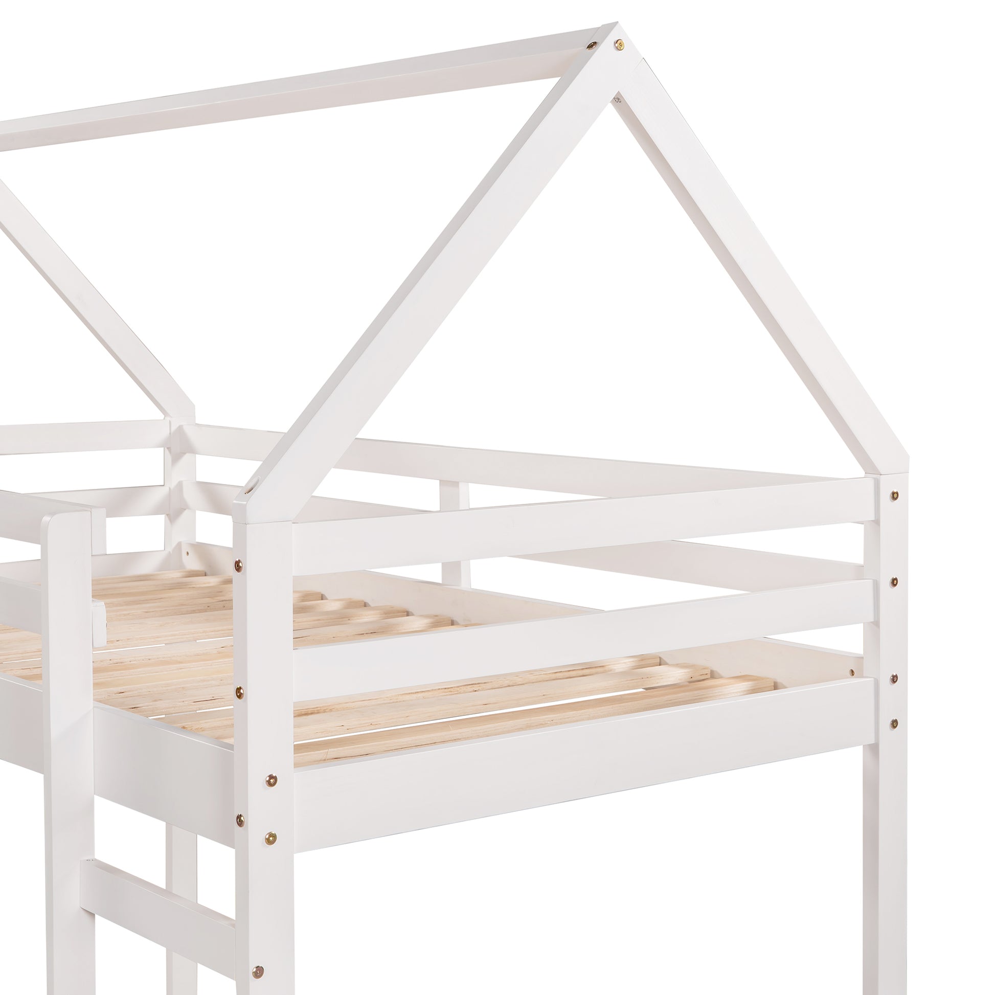 Twin Size Loft Bed With Slide, House Bed With -