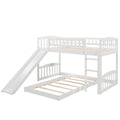 Twin Over Twin Bunk Bed with Slide and Ladder, White white-solid wood