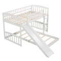 Twin Over Twin Bunk Bed with Slide and Ladder, White white-solid wood