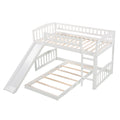 Twin Over Twin Bunk Bed with Slide and Ladder, White white-solid wood