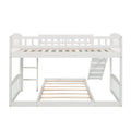 Twin Over Twin Bunk Bed with Slide and Ladder, White white-solid wood