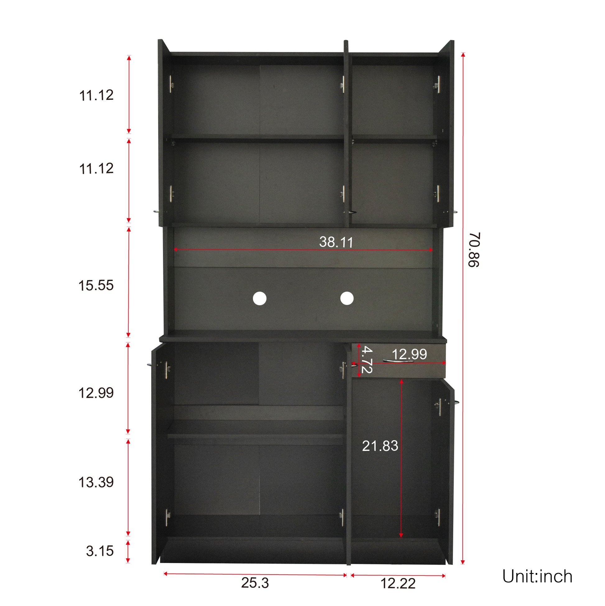 70.87" Tall Wardrobe& Kitchen Cabinet, With 6
