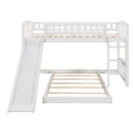 Twin Over Twin Bunk Bed with Slide and Ladder, White white-solid wood