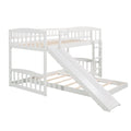 Twin Over Twin Bunk Bed with Slide and Ladder, White white-solid wood