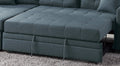 Blue Grey Convertible Sectional Pull Out Bed Sofa blue-gray-primary living space-tufted