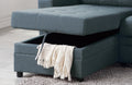 Blue Grey Convertible Sectional Pull Out Bed Sofa blue-gray-primary living space-tufted