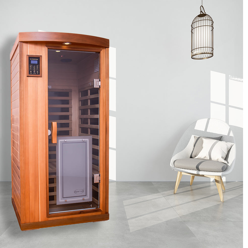 One person Far infrared Red cedar Deluxe indoor sauna red-solid wood