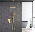 Ceiling Rainfall Shower Faucet Set 3 Function Bathroom golden-brass