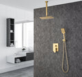 Ceiling Rainfall Shower Faucet Set 3 Function Bathroom golden-brass