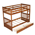 Twin Over Twin Bunk Bed with Ladders and Two Storage walnut-solid wood