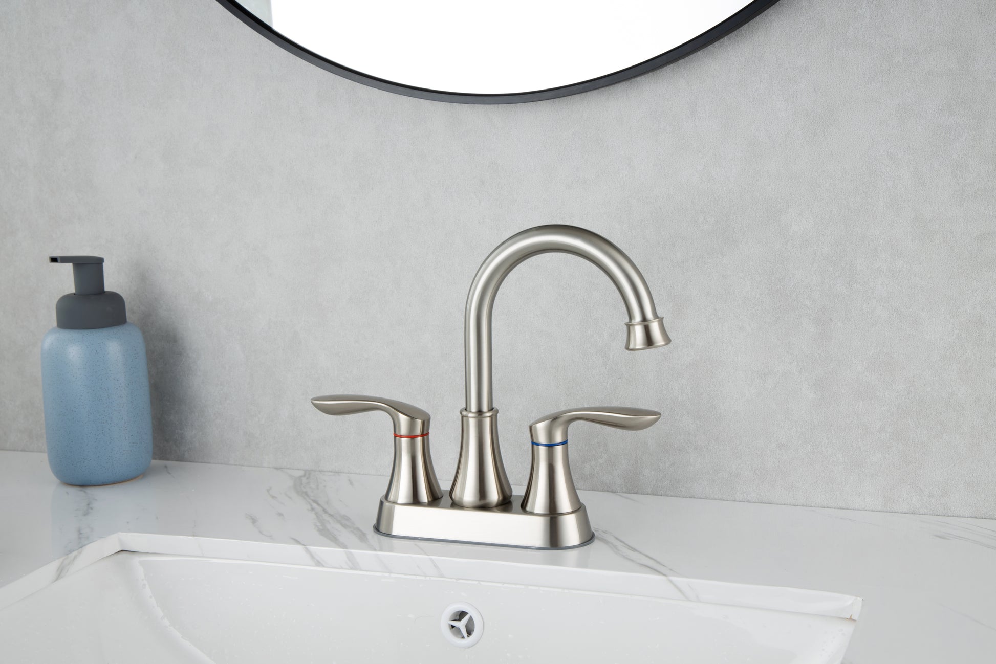 2 Handle Lavatory Faucet Brushed Nickel Bathroom Sink brushed nickel-metal