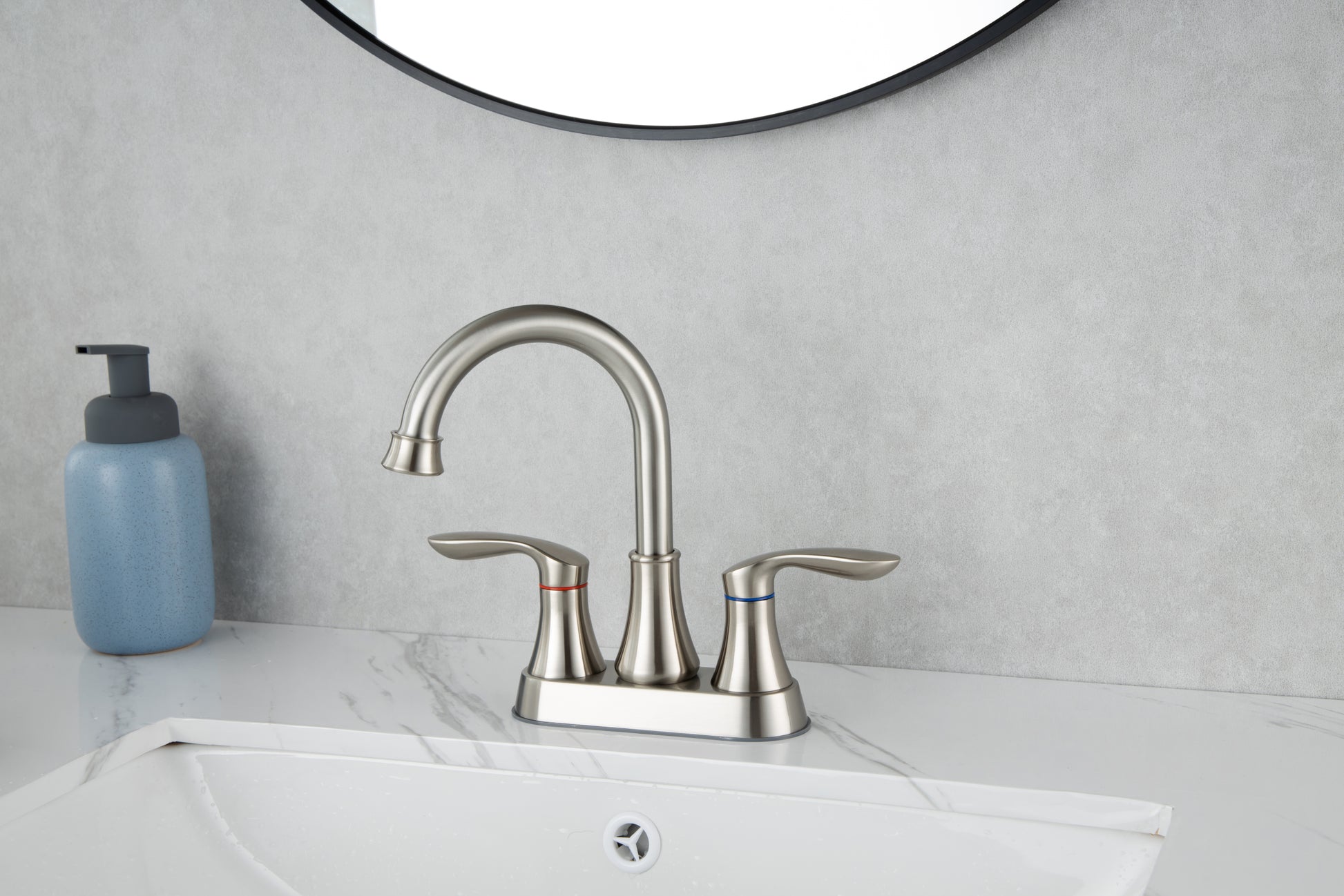 2 Handle Lavatory Faucet Brushed Nickel Bathroom Sink brushed nickel-metal