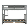 Twin Over Twin Bunk Bed with Ladders and Two Storage gray-solid wood