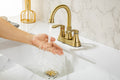 2 Handle Lavatory Faucet Brushed Nickel Bathroom Sink golden-metal