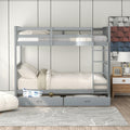 Twin Over Twin Bunk Bed with Ladders and Two Storage gray-solid wood