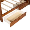 Twin Over Twin Bunk Bed with Ladders and Two Storage walnut-solid wood