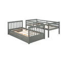 Twin Over Twin Bunk Bed with Ladders and Two Storage gray-solid wood