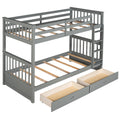 Twin Over Twin Bunk Bed with Ladders and Two Storage gray-solid wood