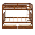 Twin Over Twin Bunk Bed with Ladders and Two Storage walnut-solid wood