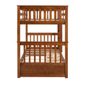 Twin Over Twin Bunk Bed with Ladders and Two Storage walnut-solid wood