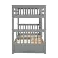 Twin Over Twin Bunk Bed with Ladders and Two Storage gray-solid wood