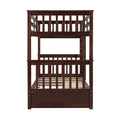 Twin Over Twin Bunk Bed with Ladders and Two Storage espresso-solid wood