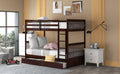 Twin Over Twin Bunk Bed with Ladders and Two Storage espresso-solid wood