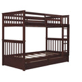 Twin Over Twin Bunk Bed with Ladders and Two Storage espresso-solid wood