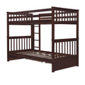 Twin Over Twin Bunk Bed with Ladders and Two Storage espresso-solid wood