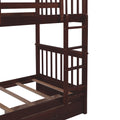 Twin Over Twin Bunk Bed with Ladders and Two Storage espresso-solid wood