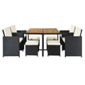 Patio All Weather PE Wicker Dining Table Set no-complete patio set-black-water resistant