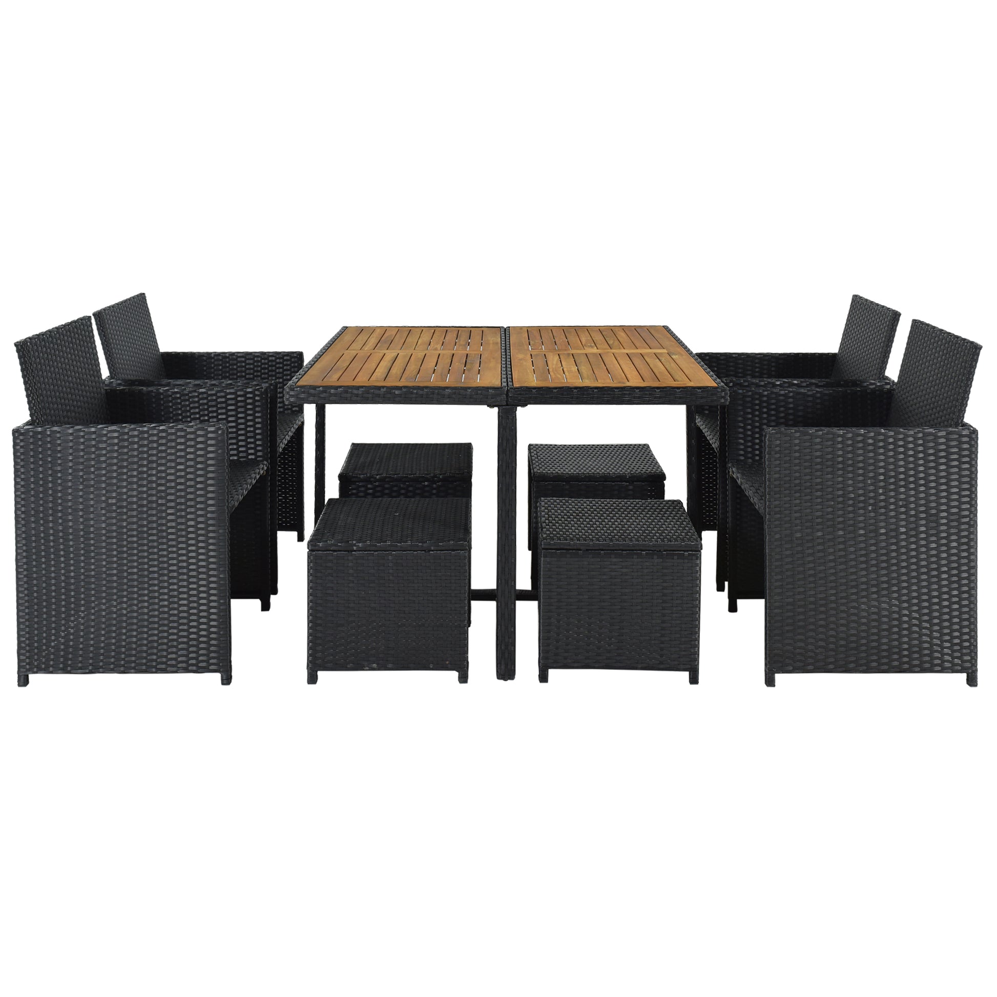 Patio All Weather PE Wicker Dining Table Set no-complete patio set-black-water resistant