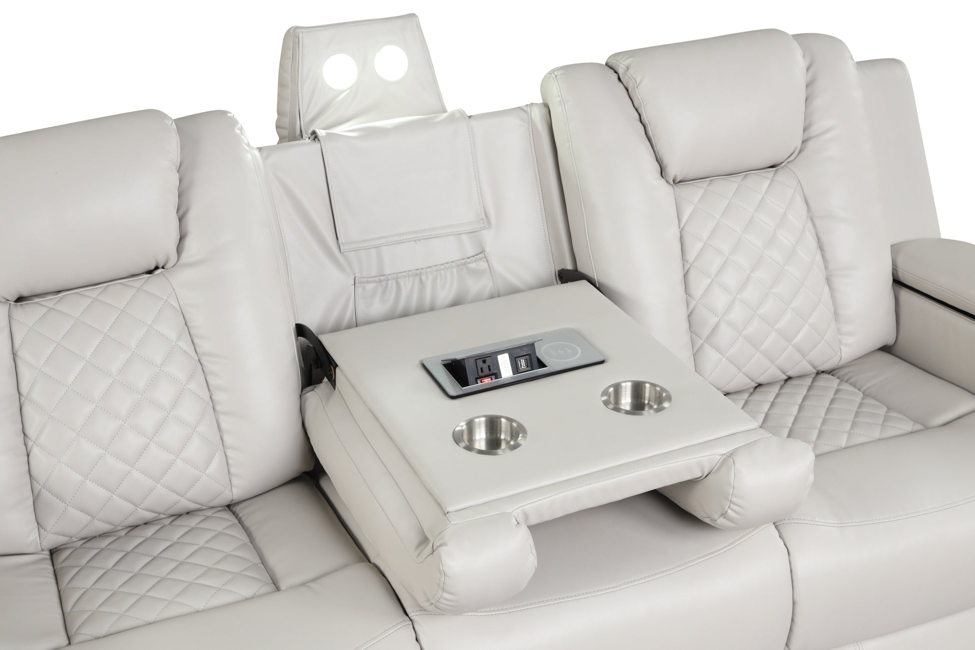 Benz LED & Power Reclining Sofa Made With Faux Leather beige-faux leather-metal-primary living