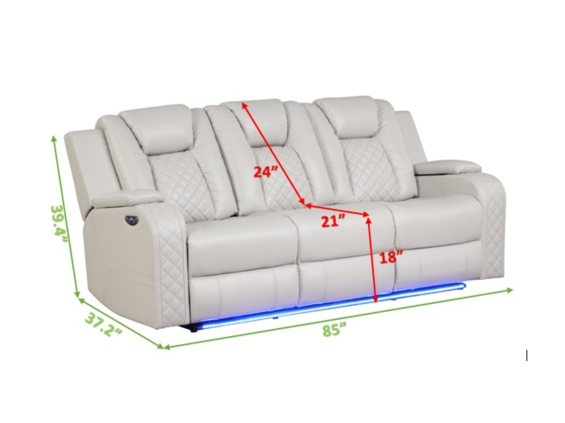 Benz LED & Power Reclining Sofa Made With Faux Leather beige-faux leather-metal-primary living