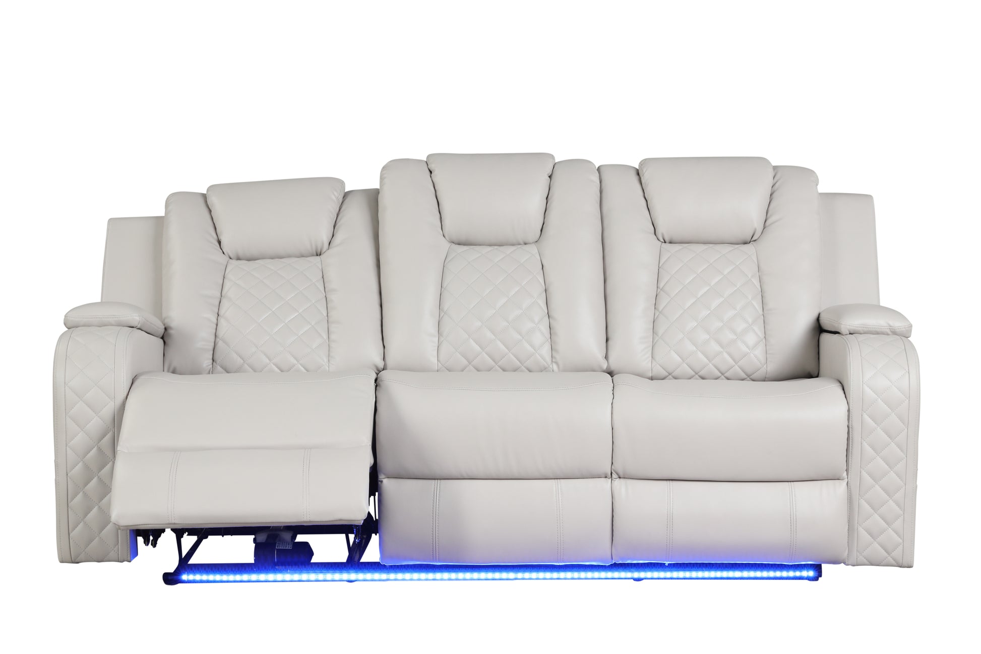 Benz LED & Power Reclining Sofa Made With Faux Leather beige-faux leather-metal-primary living