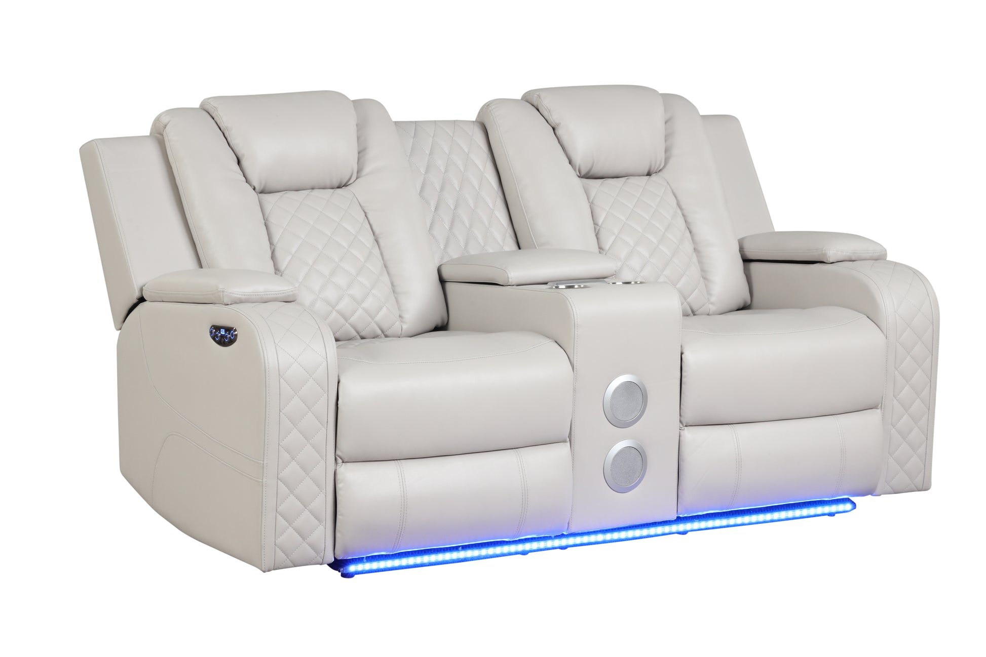 Benz LED & Power Reclining Loveseat Made With Faux beige-faux leather-metal-primary living