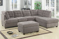 Living Room Sectional Waffle Suede Charcoal Color charcoal grey-suede-wood-primary living